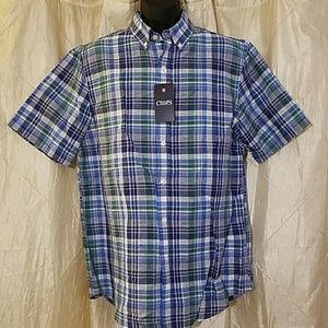 Chaps blue plaid button down, size L